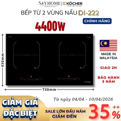 Bếp từ đôi Kocher DI-222 - BH 3 năm