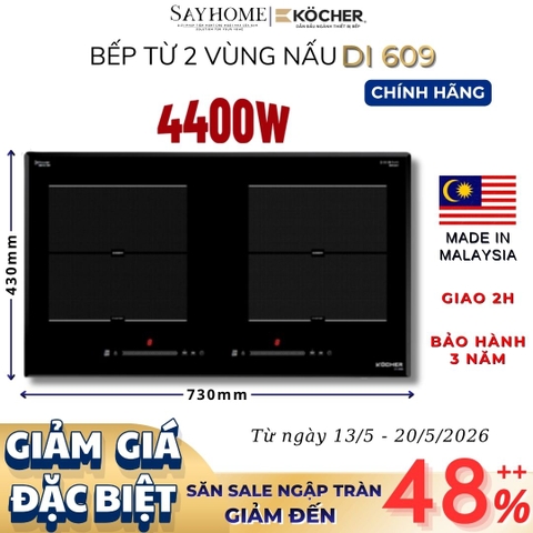 Bếp từ đôi Kocher DI 609 -  Bảo hành 3 năm