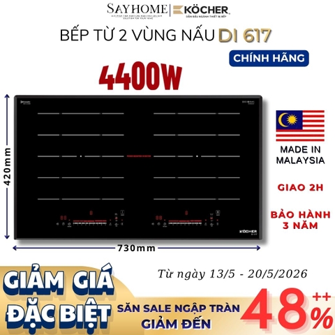 Bếp từ đôi Kocher DI 617 -  Bảo hành 3 năm