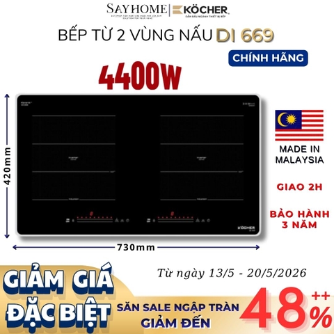 Bếp từ đôi Kocher DI 669  -  Bảo hành 3 năm