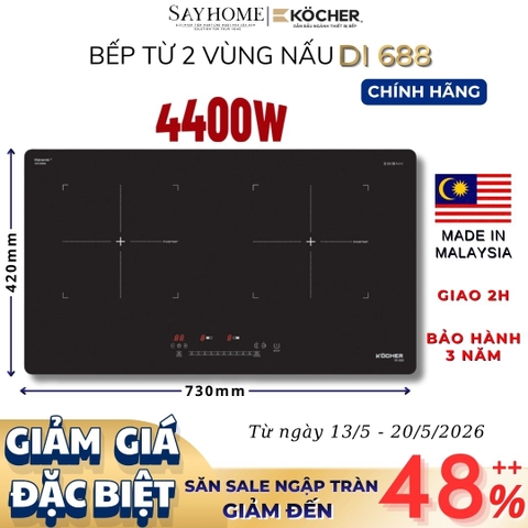 Bếp từ đôi Kocher DI 688 -  Bảo hành 3 năm