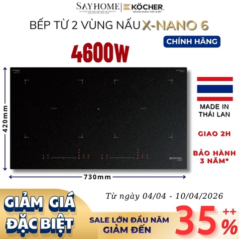 Bếp từ đôi Kocher X-Nano 6 - Bảo hành mặt kính 10 năm