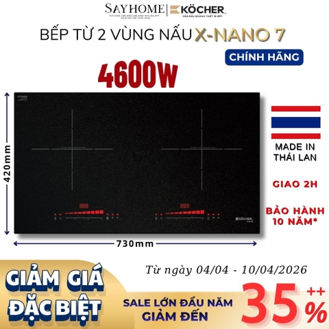 Bếp từ đôi Kocher X-Nano 7 - Bảo hành mặt kính 10 năm