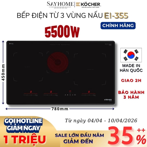 Bếp điện từ đa vùng nấu Kocher EI-355 -  Bảo hành 3 năm