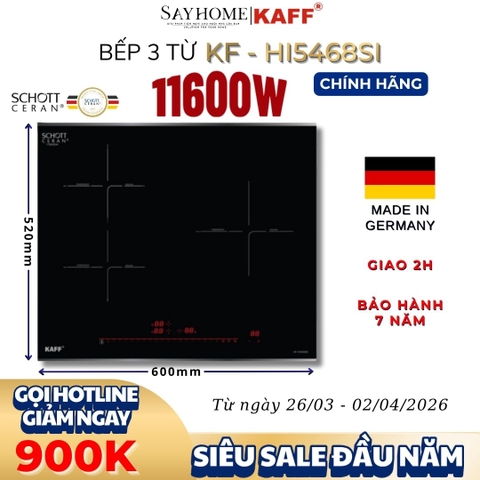 Bếp điện từ KAFF KF-HI5468SI 3 vùng nấu - Bảo hành chính hãng 7 năm