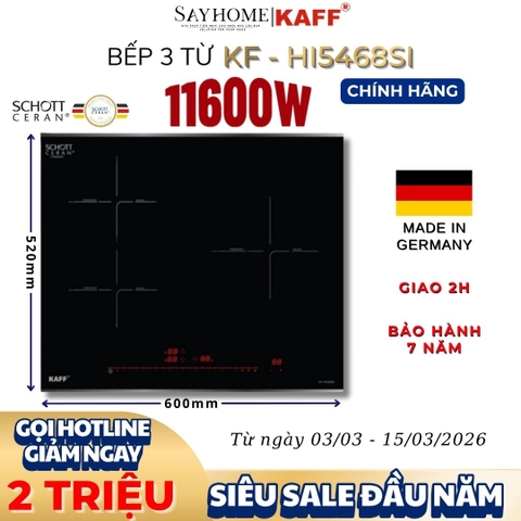 Bếp điện từ KAFF KF-HI5468SI 3 vùng nấu - Bảo hành chính hãng 7 năm