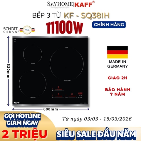 Bếp từ KAFF KF-SQ38IH 3 vùng nấu - Bảo hành chính hãng 7 năm