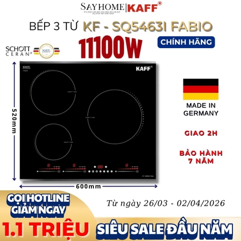 Bếp từ KAFF KF-SQ5463I Fabio 3 vùng nấu- Bảo hàng chính hãn 7 năm