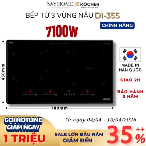 Bếp từ đôi Kocher DI-355 -  Bảo hành 3 năm