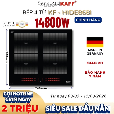 Bếp từ đa điểm KAFF KF–HIDE868I - Bảo hành chính hãng 7 năm