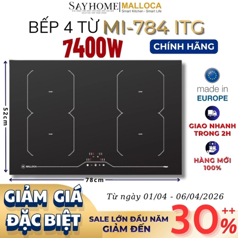 Bếp đa từ MALLOCA MI-784 ITG 4 vùng nấu - Hàng chính hãng