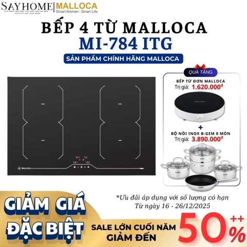 Bếp đa từ MALLOCA MI-784 ITG 4 vùng nấu - Hàng chính hãng