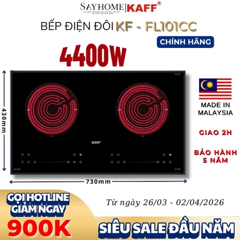 Bếp hồng ngoại đôi KAFF KF-FL101CC - Bảo hành chính hãng 5 năm