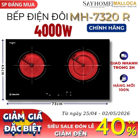 Bếp điện đôi MALLOCA MH-7320 R - Hàng chính hãng