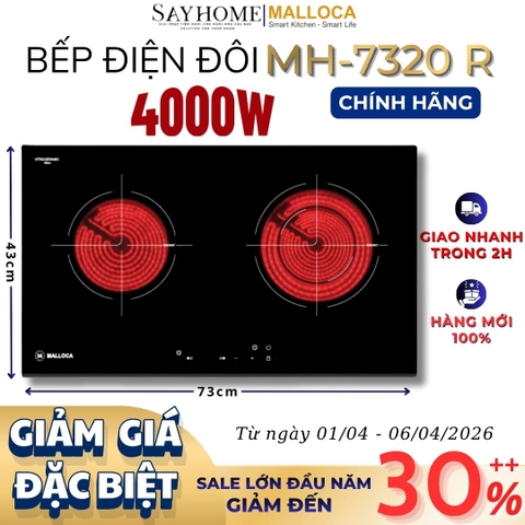 Bếp điện đôi MALLOCA MH-7320 R - Hàng chính hãng