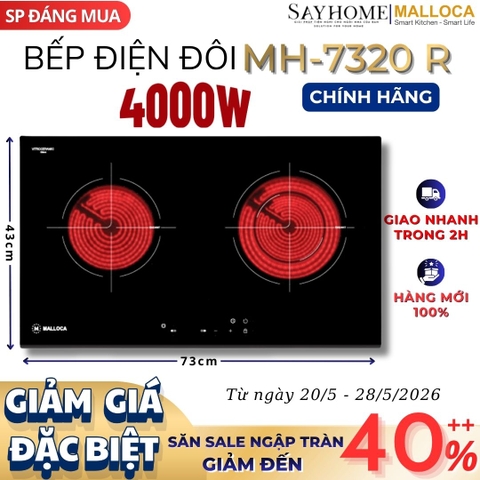 Bếp điện đôi MALLOCA MH-7320 R - Hàng chính hãng