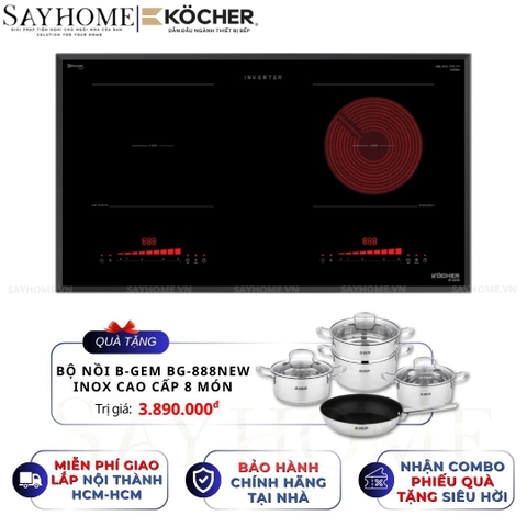 Bếp điện từ 2 vùng nấu Kocher EI-330E -  BH 3 năm