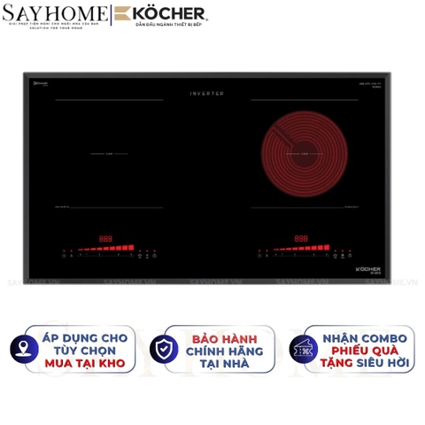 Bếp điện từ 2 vùng nấu Kocher EI-330E -  BH 3 năm