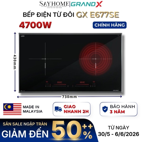 Bếp điện từ đôi GRANDX GX E677SE Series 6 - Bảo hành chính hãng 3 năm