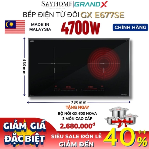 Bếp điện từ đôi GRANDX GX E677SE Series 6 - Bảo hành chính hãng 3 năm