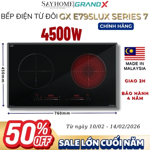 Bếp điện từ đôi GRANDX GX E795Lux Series 7 - Bảo hành chính hãng 4 năm