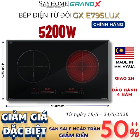 Bếp điện từ đôi GRANDX GX E795Lux Series 7 - Bảo hành chính hãng 4 năm