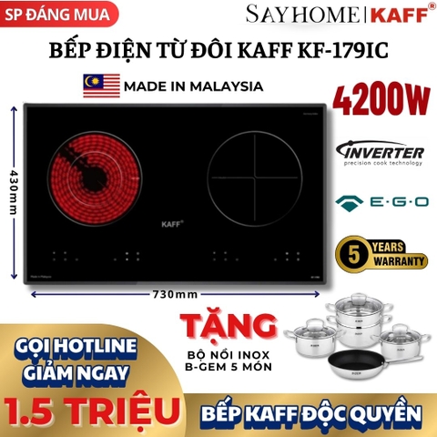 Bếp điện từ đôi KAFF KF-179IC - Bảo hành chính hãng 5 năm