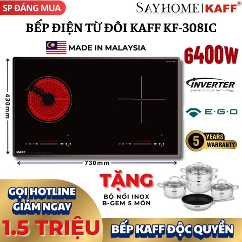 Bếp từ kết hợp hồng ngoại đôi KAFF KF-308IC - Bảo hành chính hãng 5 năm tại nhà