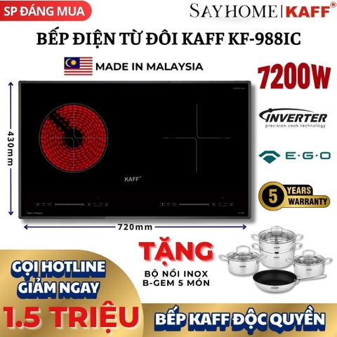 Bếp từ kết hợp hồng ngoại KAFF KF-988IC - Bảo hành chính hãng 5 năm tại nhà