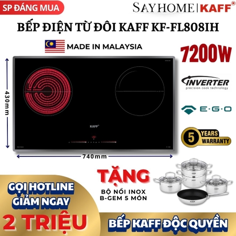 Bếp từ kết hợp hồng ngoại KAFF KF-FL808IH - Bảo hành chính hãng 5 năm tại nhà