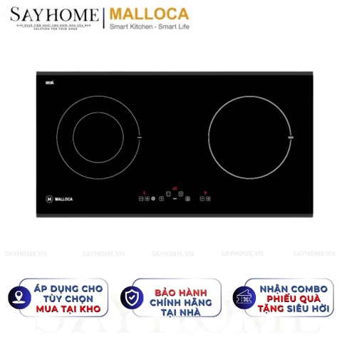 Bếp điện từ đôi kết hợp Malloca MH-02IR SB - Hàng chính hãng Malloca