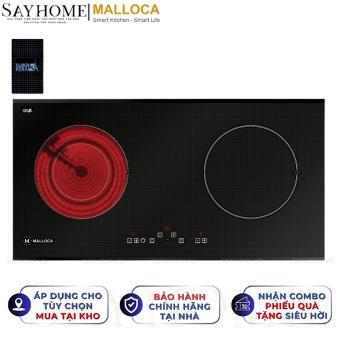 Bếp điện từ đôi kết hợp Malloca MH-02IR SB - Hàng chính hãng Malloca