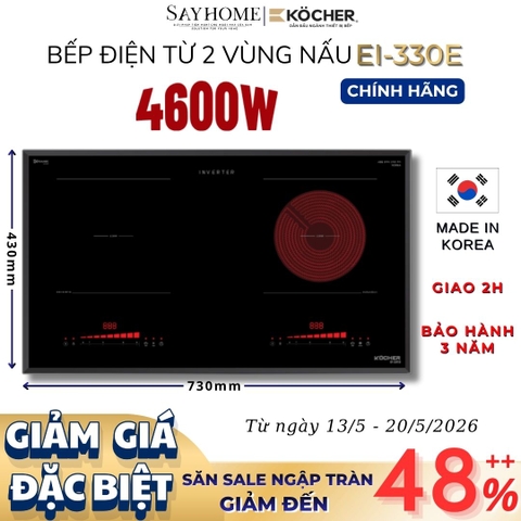 Bếp điện từ 2 vùng nấu Kocher EI-330E -  BH 3 năm