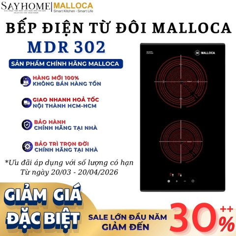 Bếp điện đôi Domino Malloca MDR 302 - Hàng chính hãng