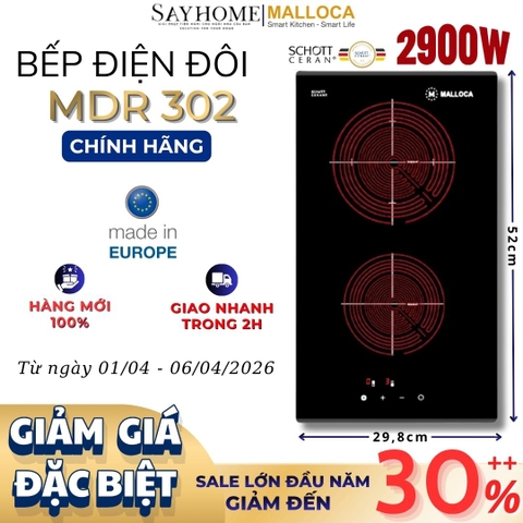 Bếp điện đôi Domino Malloca MDR 302 - Hàng chính hãng