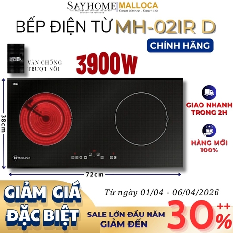 Bếp điện từ đôi Malloca MH-02IR D - Hàng chính hãng