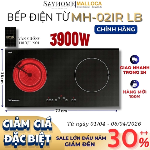 Bếp điện từ kết hợp đôi Malloca MH-02IR LB - Hàng chính hãng