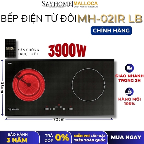 Bếp điện từ kết hợp đôi Malloca MH-02IR LB - Hàng chính hãng