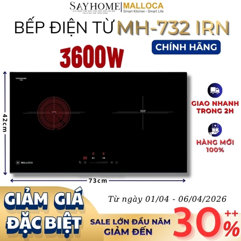 Bếp điện từ đôi Malloca MH-732 IRN - Hàng chính hãng