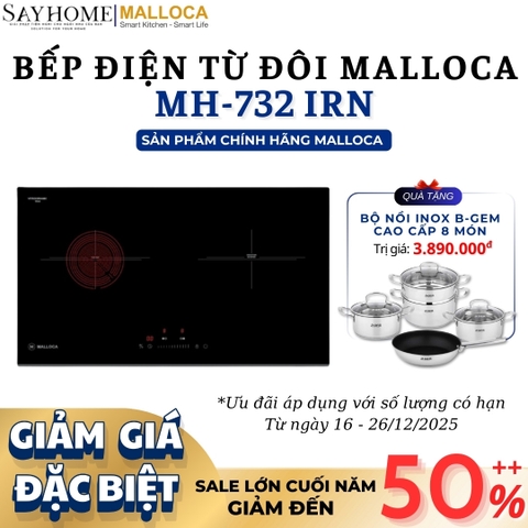 Bếp điện từ đôi Malloca MH-732 IRN - Hàng chính hãng Malloca