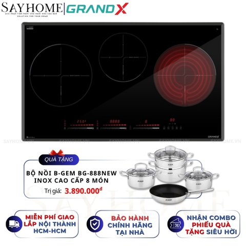 Bếp điện từ GRANDX GX E738Lux Series 7 3 vùng nấu - Bảo hành chính hãng 4 năm