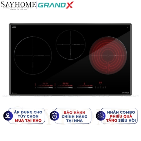 Bếp điện từ GRANDX GX E738Lux Series 7 3 vùng nấu - Bảo hành chính hãng 4 năm