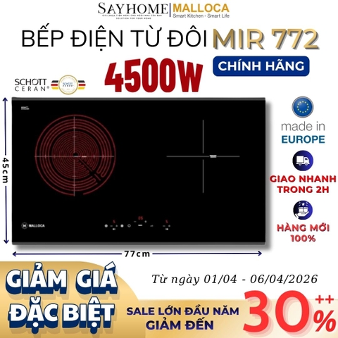 Bếp điện từ đôi kết hợp MALLOCA MIR 772 - Hàng chính hãng