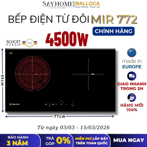 Bếp điện từ đôi kết hợp MALLOCA MIR 772 - Hàng chính hãng