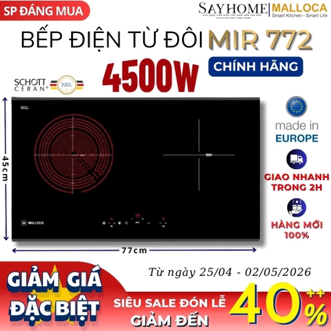 Bếp điện từ đôi kết hợp MALLOCA MIR 772 - Hàng chính hãng
