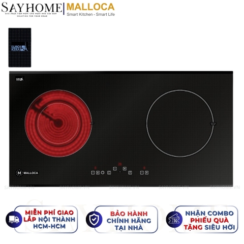 Bếp điện từ đôi kết hợp Malloca MH-02IR SB - Hàng chính hãng Malloca