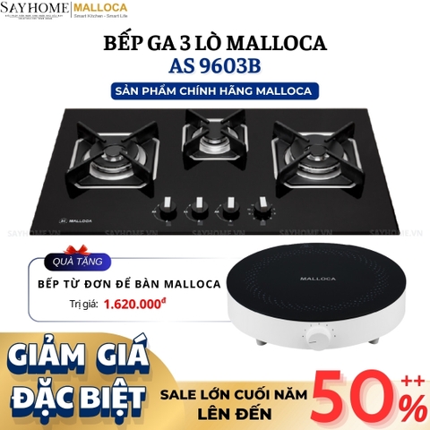 Bếp Ga MALLOCA AS 9603B 3 vùng nấu - Hàng chính hãng