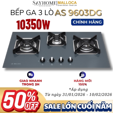 Bếp Ga MALLOCA AS 9603DG 3 vùng nấu - Hàng chính hãng