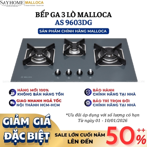 Bếp Ga MALLOCA AS 9603DG 3 vùng nấu - Hàng chính hãng