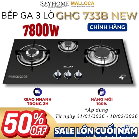Bếp Ga MALLOCA GHG 733B NEW 3 vùng nấu - Hàng chính hãng